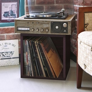WAY BASICS Vintage Vinyl Storage Turntable Stand Shelf - Fits 65 