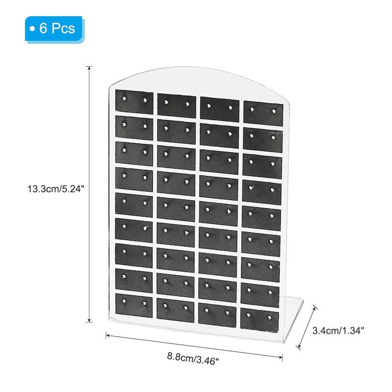6pcs Earring Display Stand,Acrylic Earring Holder 72 Hole L Rack Large - Black White