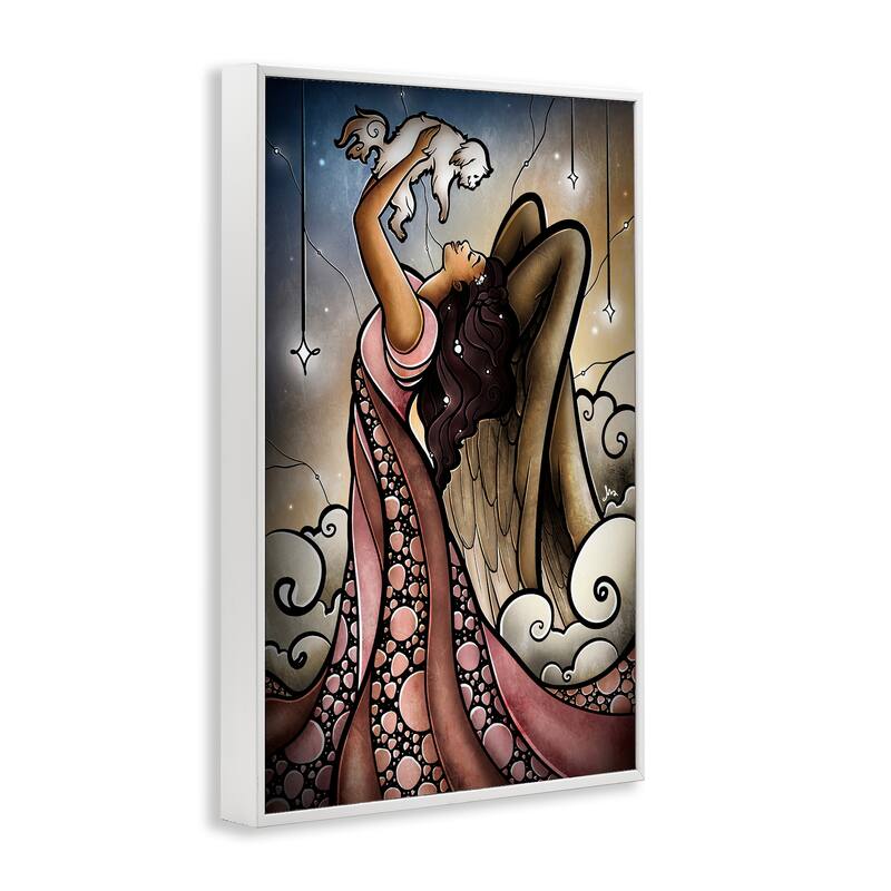 Stupell Angel with New Puppy Framed Giclee Art Design By Mandie Manzano