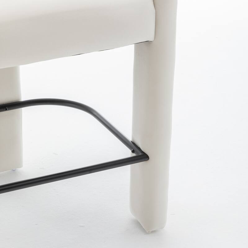 SEYNAR Modern Velvet 34.6''H Fixed Height Open-Back Bar Stool with Metal Footrest