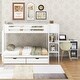 preview thumbnail 2 of 14, Pine Wood Twin over Full Bunk Bed with Shelves, Desk and Drawers