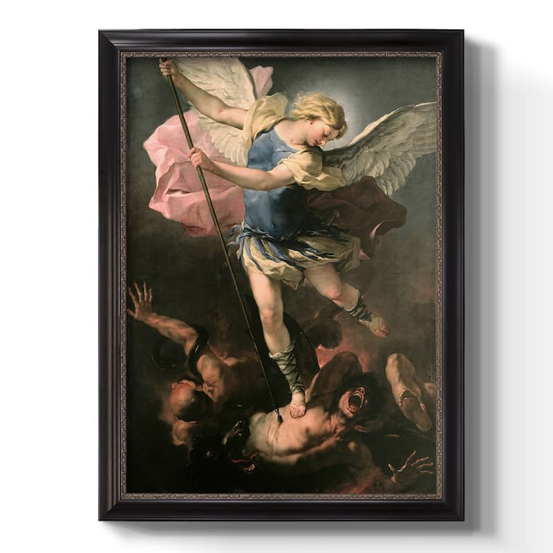 St. Michael Premium Framed Canvas- Ready to Hang - 18X27 - Black