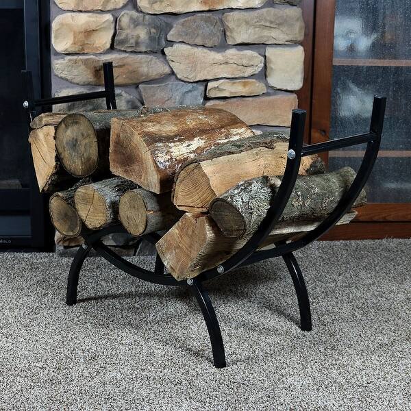 Shop Sunnydaze Black Steel Curved Indoor Outdoor Firewood Log Rack