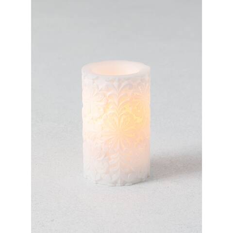 5" Snowflake Carved LED Pillar Candle