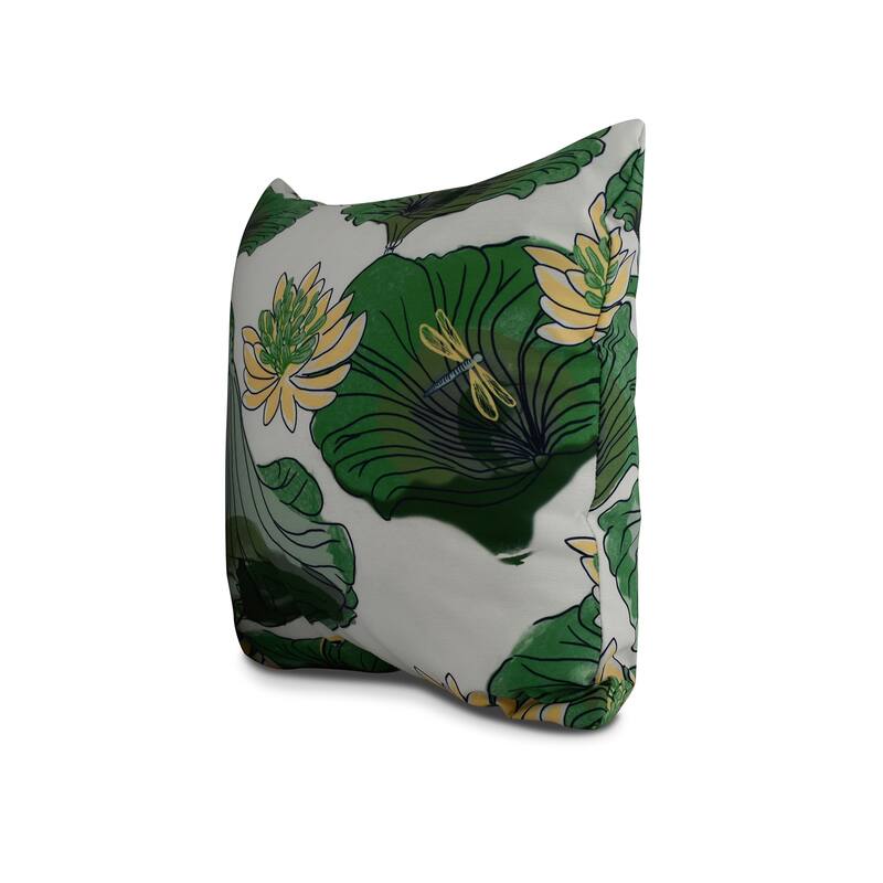 18 x 18 Inch Lotokoi Floral Print Outdoor Pillow