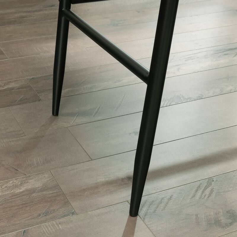 Wood L-Shaped Desk with Cord Management, Brown.