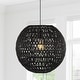 preview thumbnail 32 of 39, Campana 1-Light Bohemian Modern Woven Rattan/Iron LED Pendant, by JONATHAN Y Black