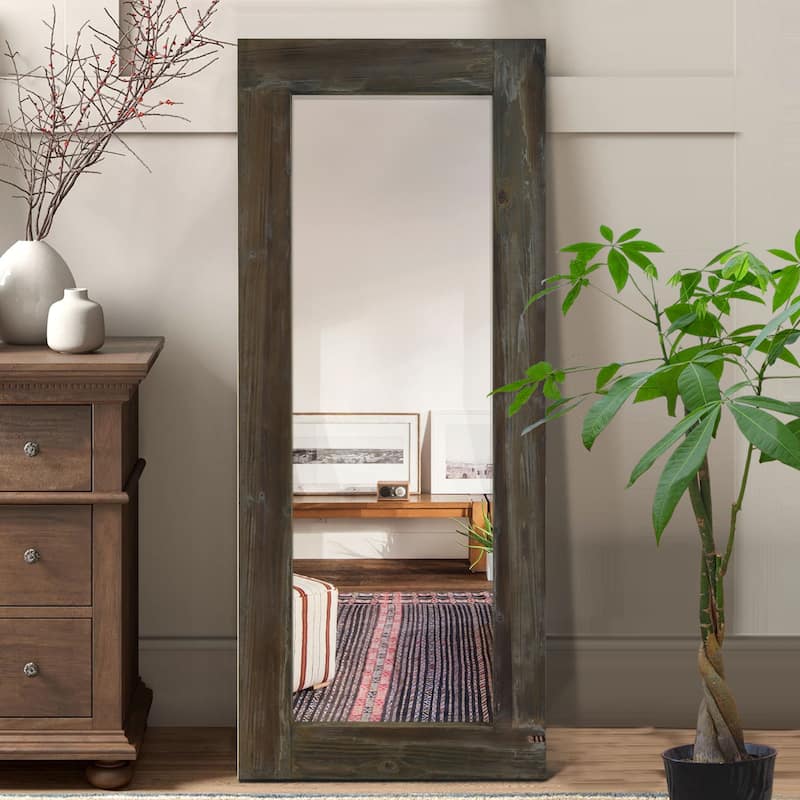 Vintage Wood Framed Dressing Mirror Floor Mirror Farmhouse