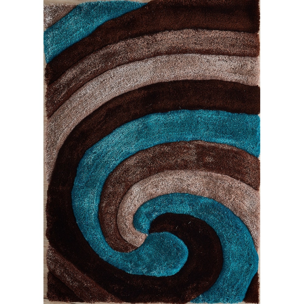 Mateos Shag Collection Swirl Area Rug