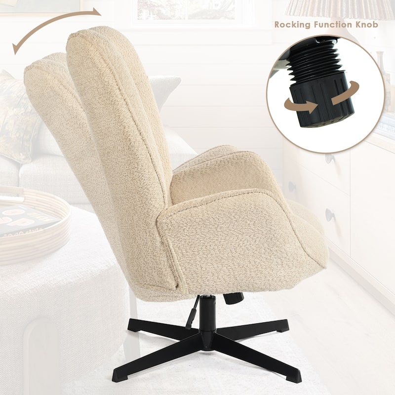 HomyLin Upholstered Accent Chair Elegant Beige Fabric Side Chair No Wheels