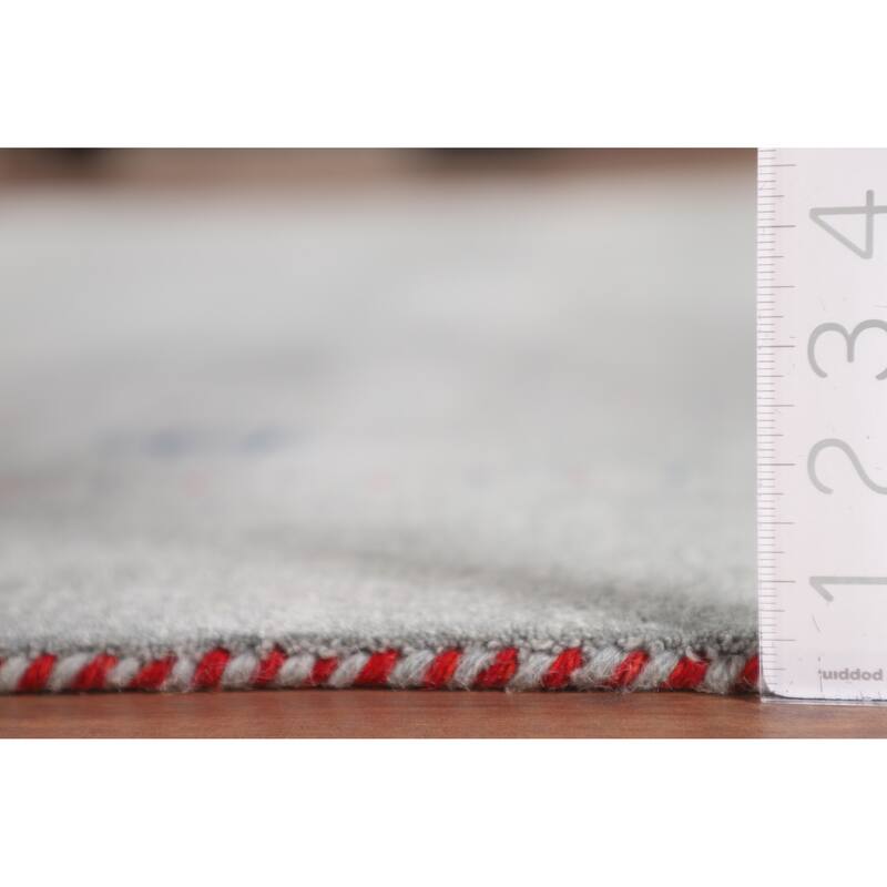 Silver Gray Gabbeh Indian Area Rug Handmade Wool Carpet - 7'8"x 9'10"