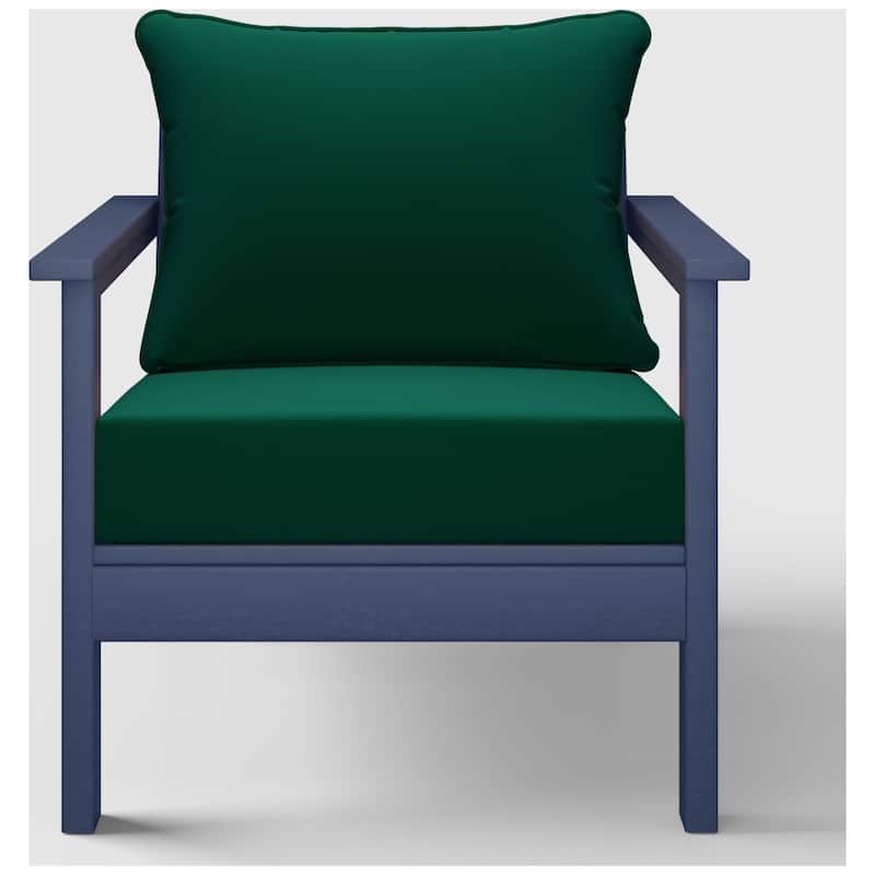 Birchwood All Weather HDPE Outdoor Patio Deep Seating Navy Blue Club Chair With Cushions (1-Piece)