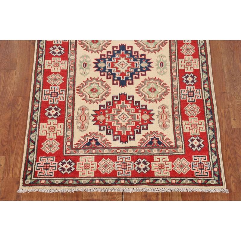 Kazak Accent Rug Handmade Oriental Foyer Wool Carpet - 2'10" x 4'2"