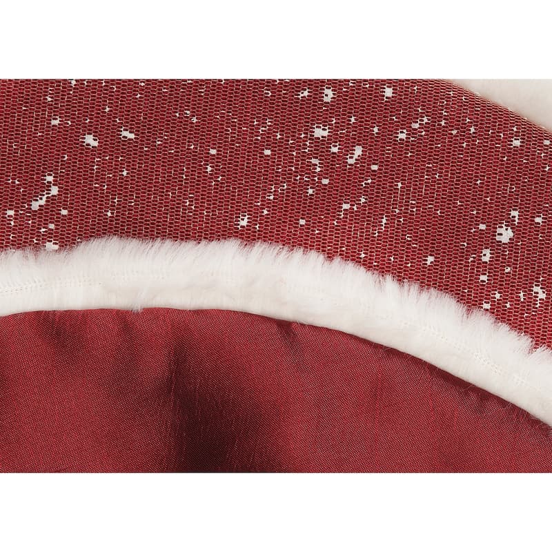 Snowing Christmas Tree skirt with Faux Fur Trim, 20 inches - 20 in