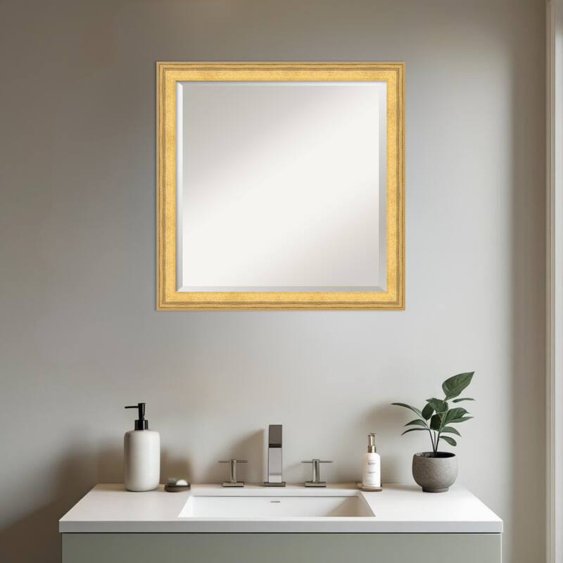 Owen Gold Beveled Wood Framed Bathroom Vanity Wall Mirror - Owen Gold