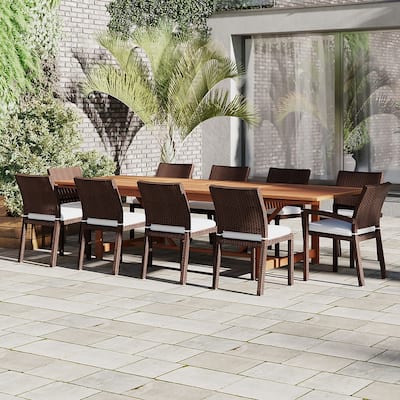 Amazonia Helen 11 piece FSC Wood Extendable Dining Set with Cushions