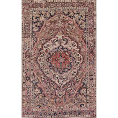 Geometric Bakhtiari Persian Vintage Area Rug Hand-knotted Wool Carpet - 6'8" x 10'0"