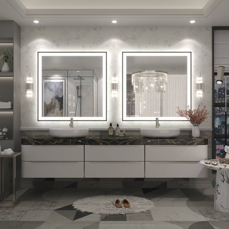 Extra Large Black Frame LED Bathroom Vanity Mirror with 3 Years Warranty and UL Certified