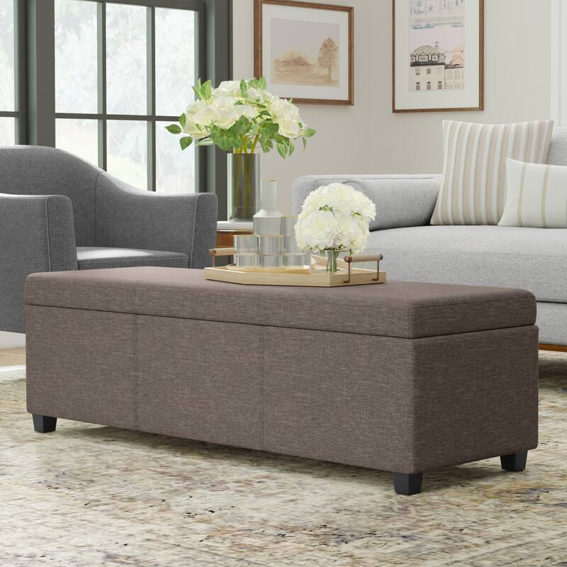 WYNDENHALL Franklin 54 inch Wide Contemporary Rectangle Storage Ottoman - Fawn Brown