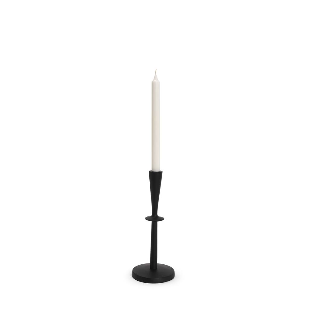 Qwin Matte Black Cast Aluminum Short Candle Holder - 4.33 x 4.33 x 11.02