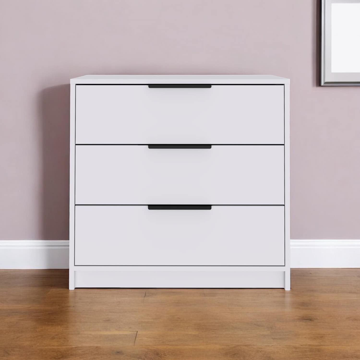 HomeRoots 28" White Three Drawer Dresser