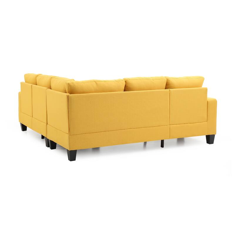 Tufted Faux Leather L Shape Sectional Sofa - 82" - Yellow