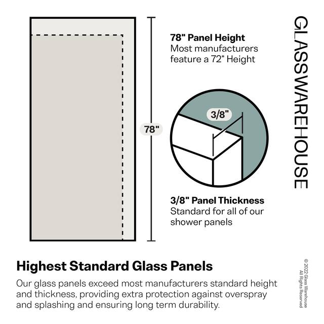 Glass Warehouse 44 in. - 48 in. x 78 in. Frameless Sliding Shower Door