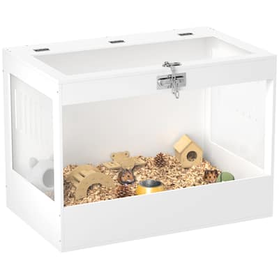 PawHut Hamster Cage with Openable Top & Lock, Transparent Acrylic Panels Small Animal Habitat for Dwarf Hamster Gerbil