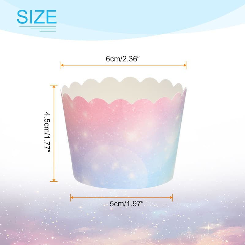50Pcs Paper Baking Cups Cupcake Muffins Liner Wrappers Gradient - Gradient Pink Blue - Small
