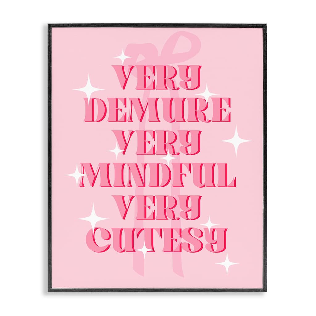 Stupell Pink Demure Mindful & Cutesy Framed Giclee Art Design By Lil' Rue