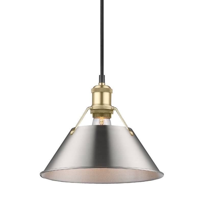 Yep by Golden Lighting Orwell 1-light 10in Pendant in Brushed Champagne Brass and Pewter shade - Gold