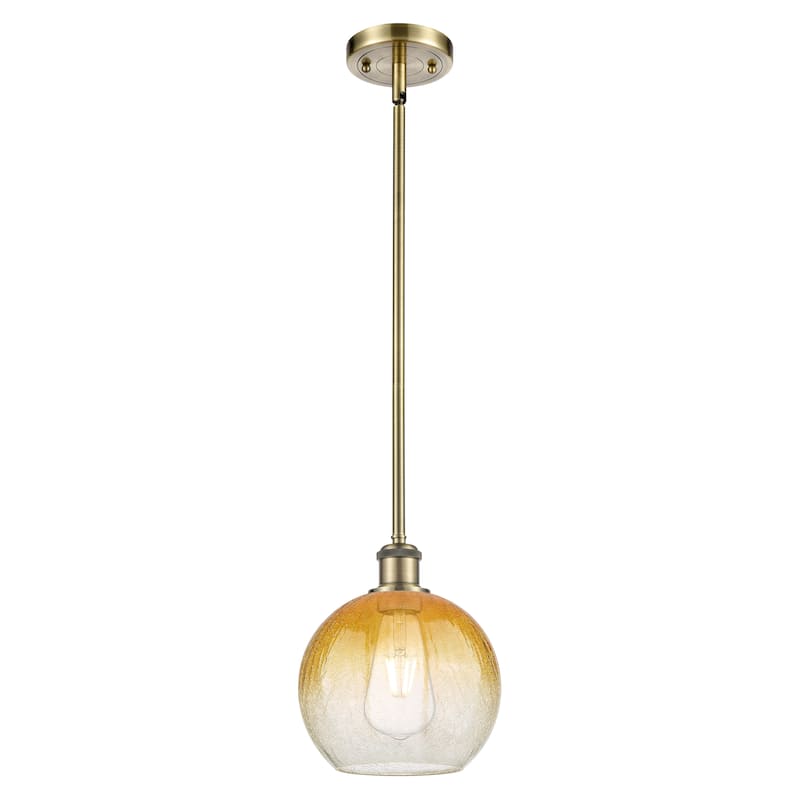 Innovations Lighting Endless Possibilities Ballston - Brookhaven Globe - 1 Light 8" Stem Hung Mini Pendant - Antique Brass/Amber
