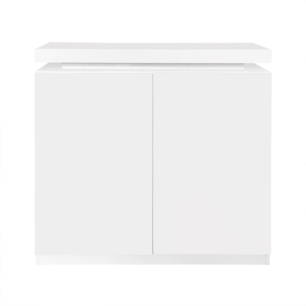 High Gloss White Shoe Cabinet with LED Light and Adjustable Shelves