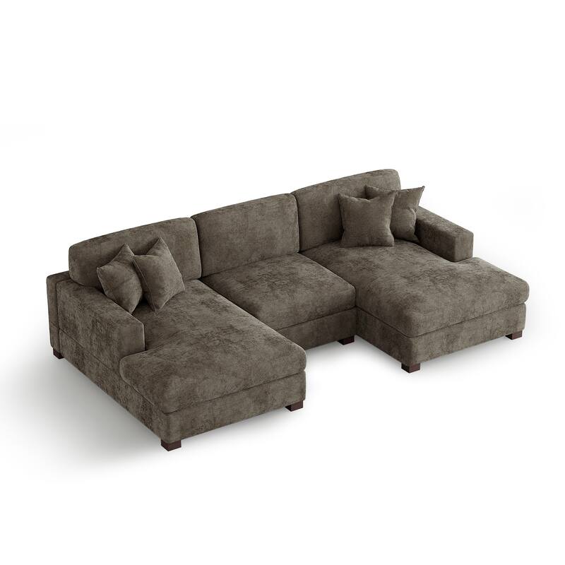 Modern Upholstered Chenille Modular Sectional Sofa with 2 Chaise