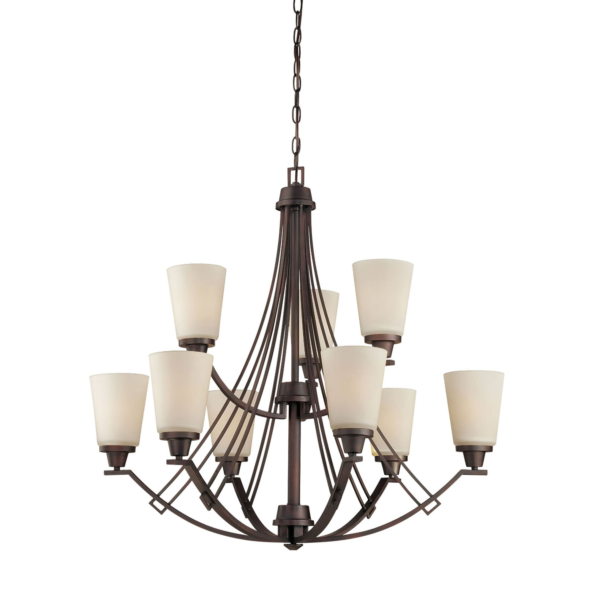 9-Light Two Tier Ceiling Chandelier - 33" - Espresso Brown