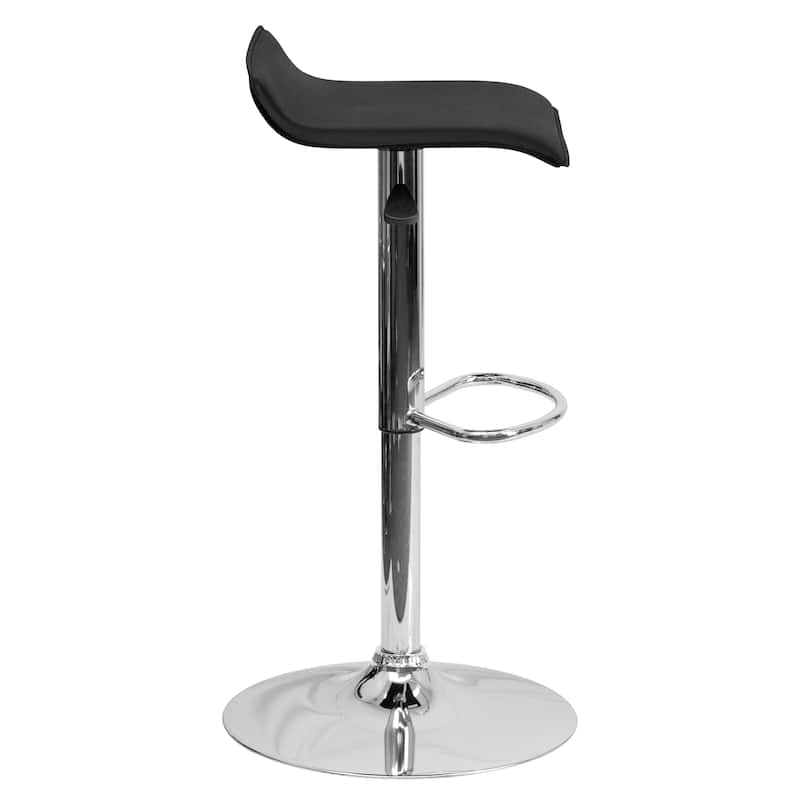 2 Pack Contemporary Vinyl Adjustable Height Barstool with Solid Wave Seat - 15"W x 15"D x 25.5" - 34"H