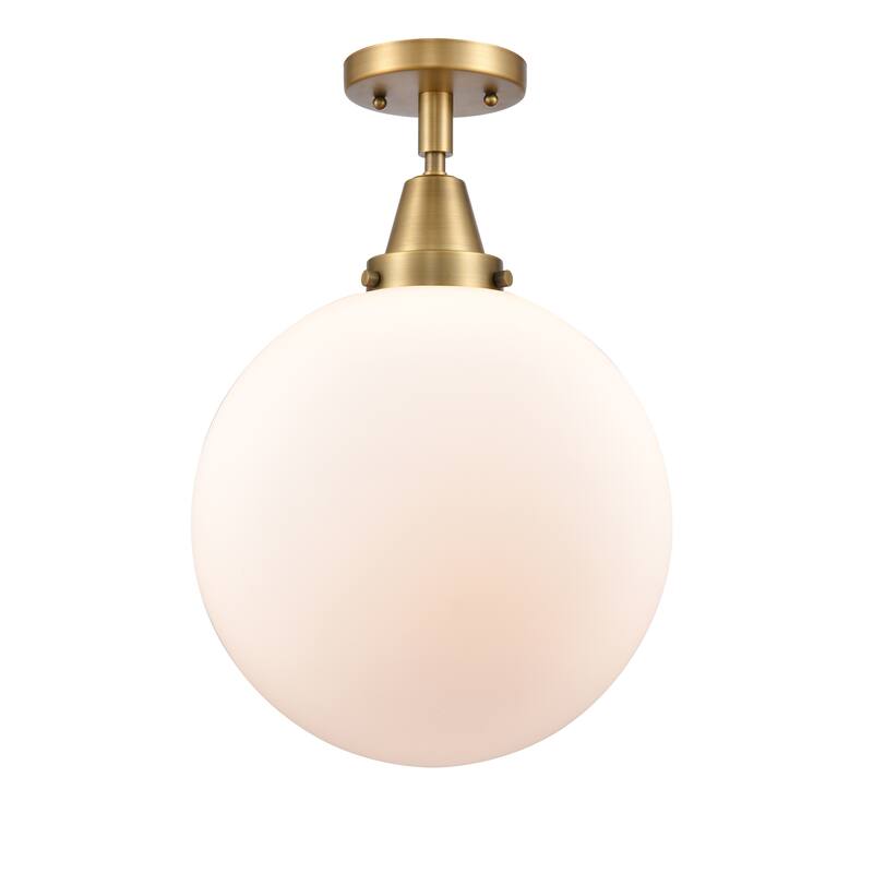 Innovations Lighting Caden Beacon - 1 Light 12" Flush Mount - Brushed Brass/Matte White