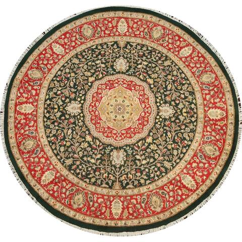 Wool/ Silk Vegetable Dye Oriental Royal Tabriz Area Rug Handmade - 5'2" x 5'3" Round