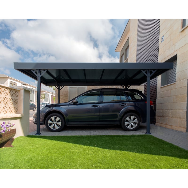 Palma 10 ft.x 16 ft. Carport Kit - Grey Structure & Twin Wall Panels - 10 ft.x 16 ft.