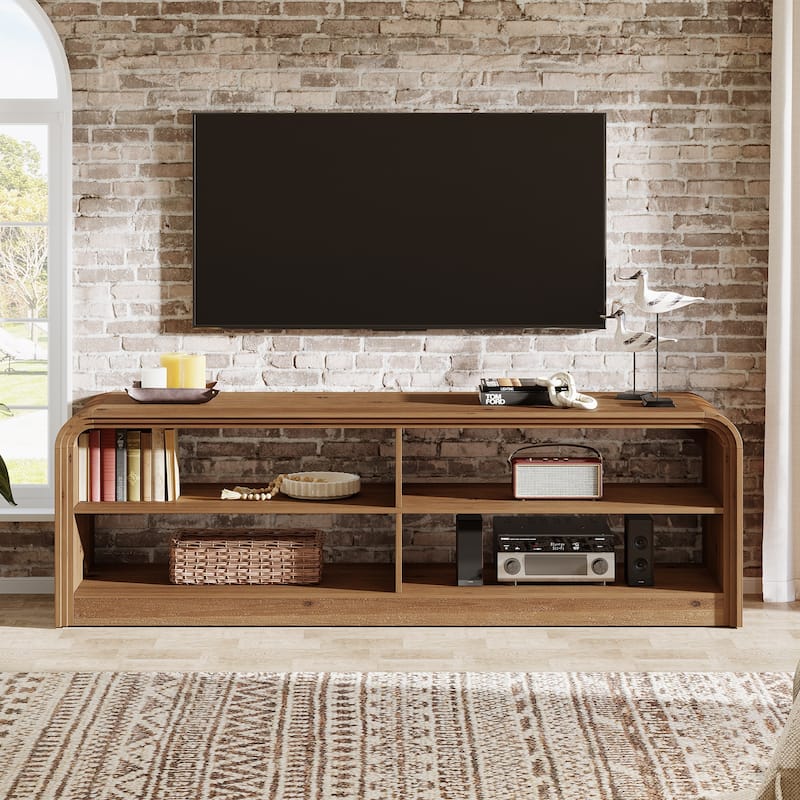 Solid Wood TV Stand, 63'' Long TV Console Table with Storage