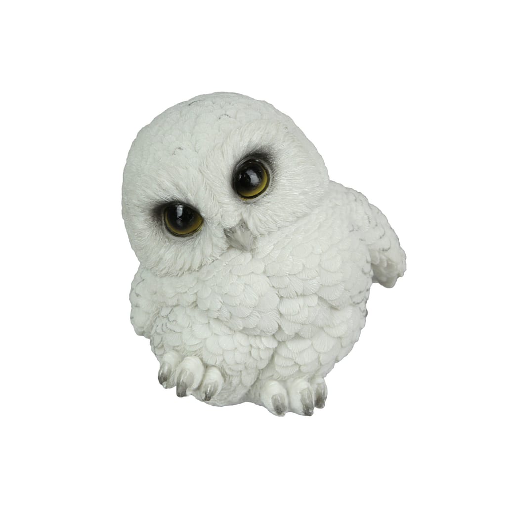 Adorable Big Eyed White Baby Snowy Owl Mini Statue 4.75 Inches High - 4.75 X 4.75 X 4 inches