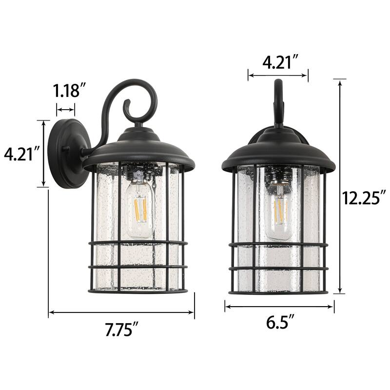 Outdoor Black Wall Sconce with Rustproof and Waterproof Design