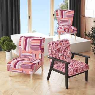 Pink and shop white striped chair