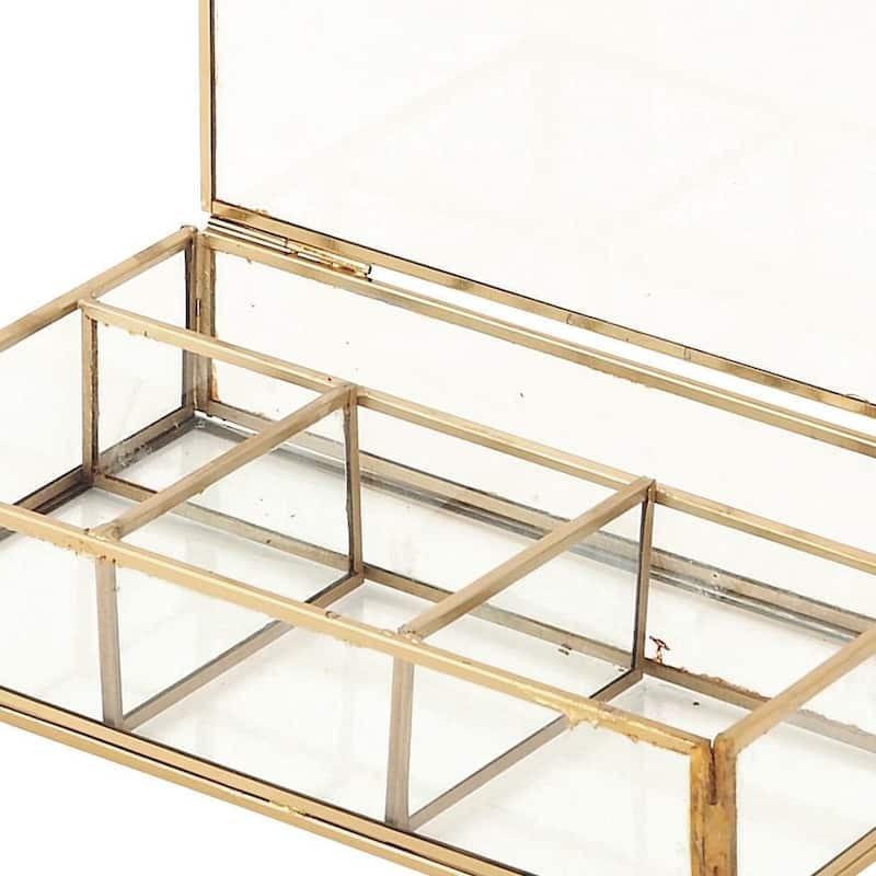 Glass Decorative Jewelry Box with Clear Glass - Gold - CosmoLiving by Cosmopolitan