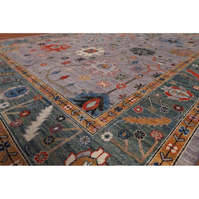 Vegetable Dye Grey Oushak Turkish Rug Hand-Knotted Wool Carpet - 8'9"x 11'9"