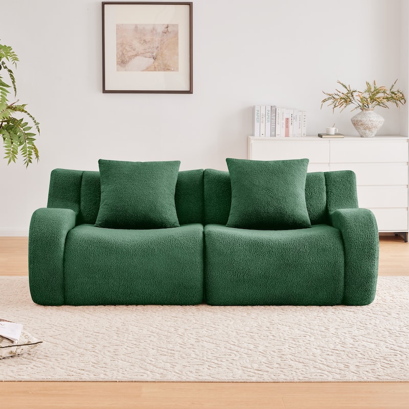 GDF Studio - Fairford 2-Seat Modular Sofa With Curved Armrests & Non-Slip Base