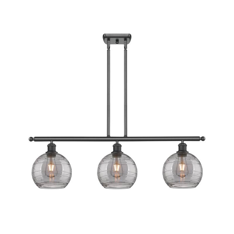Innovations Lighting 516-3I 10 36 Athens Deco Swirl Chandelier Athens - Matte Black / Light Smoke Deco Swirl