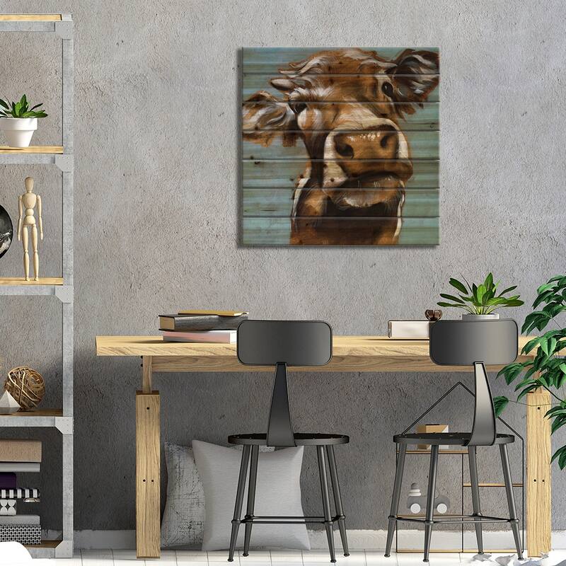 Cow Kisses I Print On Wood by Jennifer Paxton Parker - Multi-Color