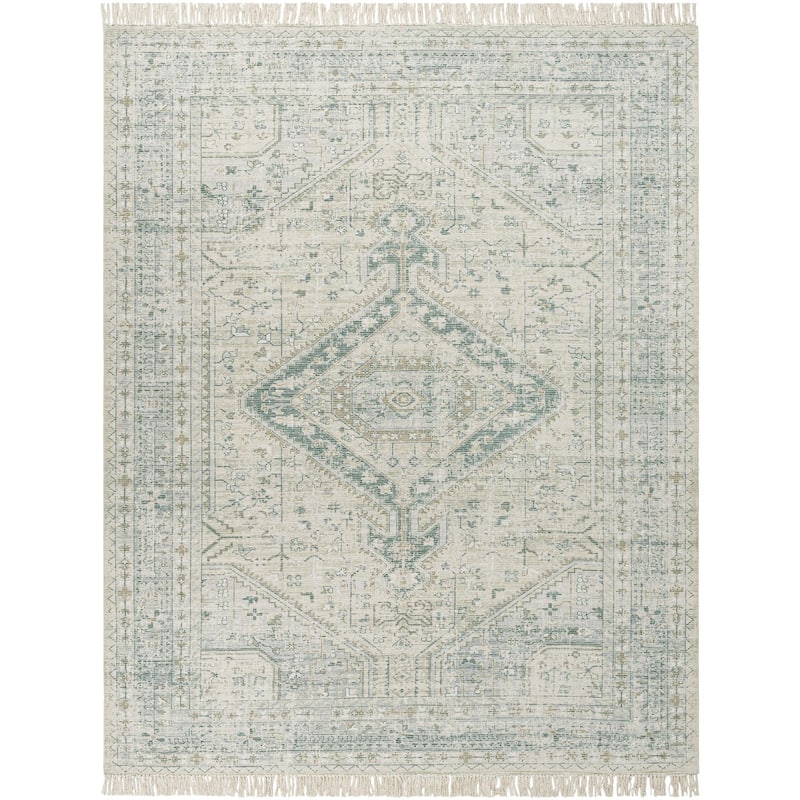 Livabliss Zainab Distressed Medallion Handmade Cotton Area Rug