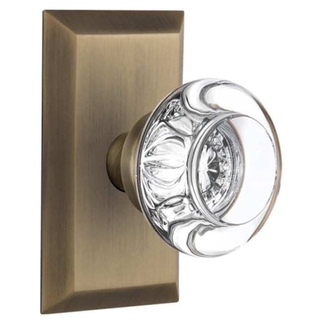 Nostalgic Warehouse Round Clear Crystal Solid Brass Single Dummy Door